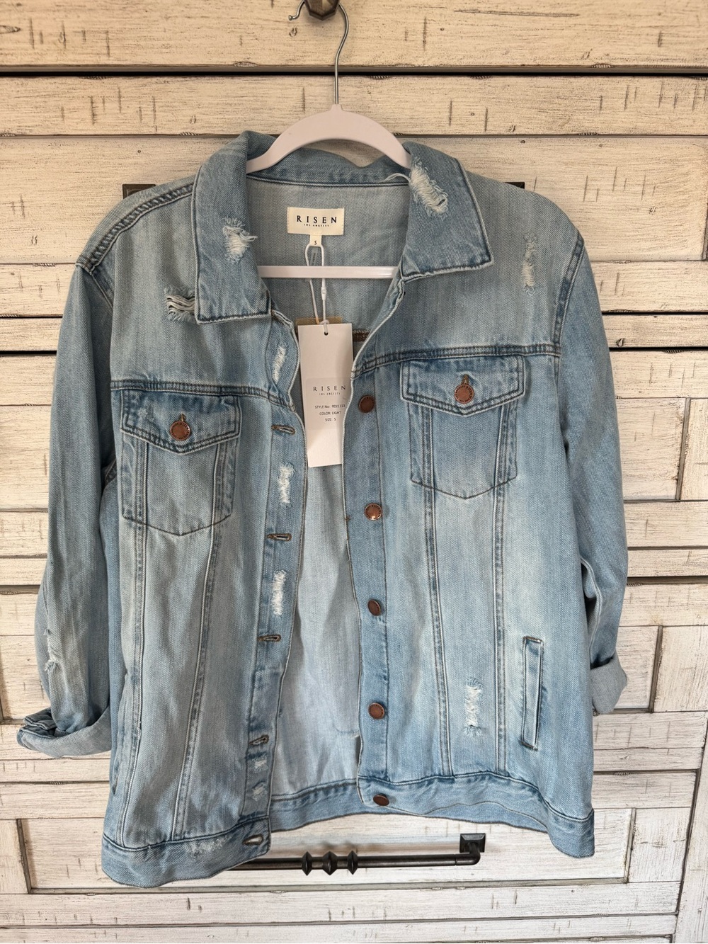 iris Light Blue Distressed Denim Jacket